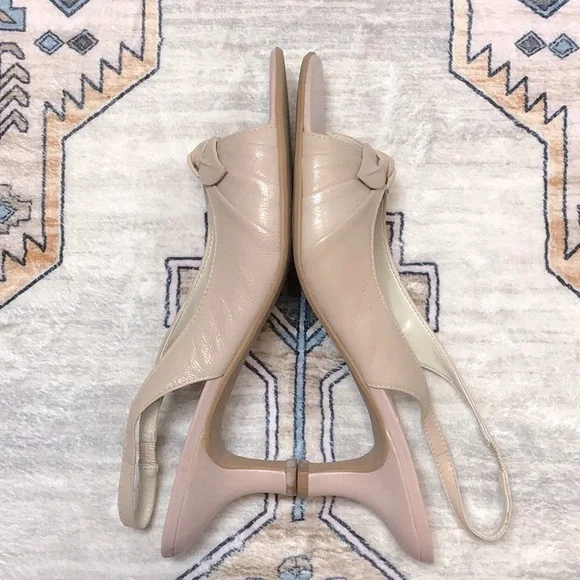Franco Sarto Blush Pink Leather Open Toe Slingback Kitten Heels Sz.9 - Picture 7 of 10